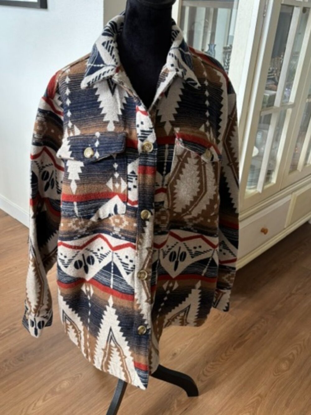 Shop Wanna B Womens Western Style Aztec Printed Flannel Shacket L